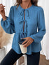 'Sorrel' Tie Up Front Puff Sleeve Blouse - Celes Fashion